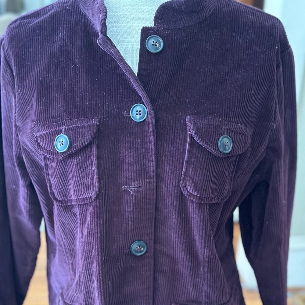 Christopher & Banks Purple Corduroy Blazer Fitted Silhouette